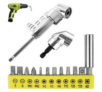 2 PCS 90 Degree Right Angle Drill Attachment Set, 105 Degree Right Angle Drill Adapter with 12 Pcs of Batch Head, Compatible with Cordless Drills and Screwdrivers, Ideal for DIY or Professional Use