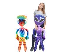 2 PCS 90CM Blow Up Alien, Inflatable Alien, Blow Up Alien for Halloween Decorations, Space Themed Parties, Birthday Celebrations, Alien Inflatable with Tie-Dye and Starry Design