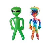 2 PCS 90cm Inflatable Alien, Blow Up Alien, Blow Up Alien Decor for Halloween Parties and Space Themed Events, Tie-Dye and Green Alien Inflatables, Party Decoration Prop, Fidget & Finger Toys