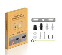 2 Pcs 90mm Ceiling Light Bracket Plate Kit Stainless Steel Light Fixture Mounting Crossbar with Screws Washers Nuts Accessories Ceiling Rose Strap for Home Office Chandelier and Lamp Base (Pack - 02)