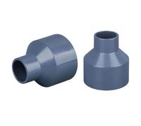 2 Pcs 90mm to 63mm Round Ducting Reducer, PVC/ABS/PP Duct Adaptor with Optional Clamps, Universal Connector for Tumble Dryer, Extractor Fan, Cooker Hood, Hydroponics - Grey