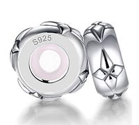 2 PCS 925 Sterling Silver Rubber Spacer Stopper Bead for Bracelets Jewelry Gift for Her Women (Silver With Reticulate)