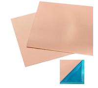 2 Pcs 99.9%+ Pure Copper Sheet, 6" x 6", 18 Gauge(1mm) Thickness, No Scratches, Film Attached Copper Plates
