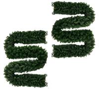 2 Pcs 9ft Plain Green Christmas Garland | 2.7m x 25cm Realistic, Xmas Garland for Decorating Stairs, Fireplaces, Doors & Windows, Flexible, Durable Holiday Home Decor for Indoor & Outdoor.