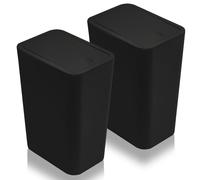 2 Pcs 9L Slim Bathroom Bin with Lid, Touch Top Dog Proof Narrow Trash Can, Plastic Thin Rubbish Bin for Bedroom Kitchen Office Toilet Living Room (Black)