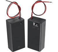 2 Pcs 9V Battery Holder with Switch - 9 Volt Battery Case Connector 2X Lead Wire Spring Clip DIY Plastic Power Bank Container