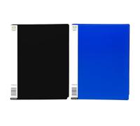 2 PCS - A4 Black & Blue Colour Display Folders 20 Pockets Display Book Presentation Project Folder, Polly Pocket Folder with Sleeve for Brochures Reports Certificates - (Black, Blue)