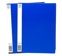 2 PCS - A4 Blue Colour Display Folders 20 Pockets Display Book Presentation Project Folder, Polly Pocket Folder with Sleeve for Brochures Reports Certificates - (Blue)