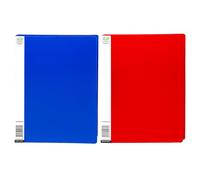 2 PCS - A4 Blue & RED Colour Display Folders 20 Pockets Display Book Presentation Project Folder, Polly Pocket Folder with Sleeve for Brochures Reports Certificates - (Blue, Red)