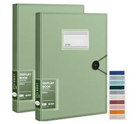 2 pcs A4 Display Folders, 120 Pockets A4 Display Book Document Clear Folders with Plastic Sleeves and Safety Rope Presentation Document Project Folder for School Home and Offices - Green