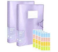2 Pcs A4 Display Folders,120 Pockets Display Book Folder with Plastic Sleeves Safety Rope, Presentation Folders for Documents, School, Office & Business Project (Purple)