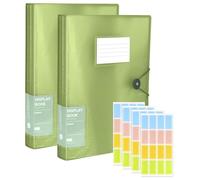 2 Pcs A4 Display Folders,120 Pockets Display Book Folder with Plastic Sleeves Safety Rope, Presentation Folders for Documents, School, Office & Business Project (Dark Green)