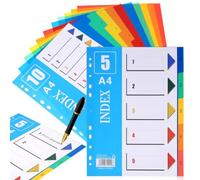 2 Pcs A4 Plastic File Dividers for Binders, Semi PP Index Tabs | Quick Indexing for Notebooks and Office Files, Colorful Edge Trim, Stain Resistant and Easy Labeling Tabs