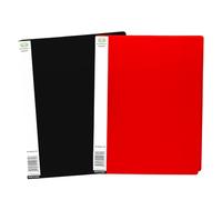 2 PCS - A4 RED Display Folders 20 Pockets Display Book Presentation Project Folder, Polly Pocket Folder with Sleeve for Brochures Reports Certificates - (Black, Red)