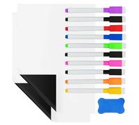 2 Pcs A4 Small Magnetic Memo Board, Reusable Magnetic Dry Erase Sheets with 7 Colored Pens 3 Black Pens and Eraser, Magnetic Whiteboard for Notes, Schedules Reminders & Meal Planning