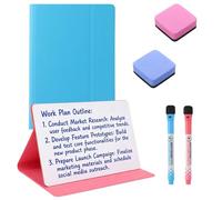 2 Pcs A5 Desktop Whiteboards with Markers & Erasers, 9.48 x 6.69 in Small Dry Erase Board, PVC Folding Portable White Board for Meeting, Draft, Notes, Doodling