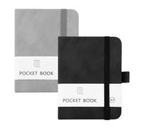 2 Pcs A7 Notebook, 200 Pages Pocket Notebook with Elastic Band, Leather Cover Lined Small Notebooks Classic Ruled Mini Notepads (Grey)