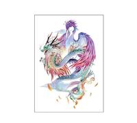 2 pcs Abstract Personality Chinese Wind Dragon And Phoenix Temporary Tattoo Lasting Shoulder Back Waterproof Men And Women Personality Tattoo Stickers