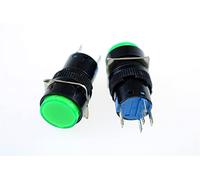 2 Pcs AC 220V Green Light Momentary SPDT Round Push Button Switch AC 250V 5A Contactor