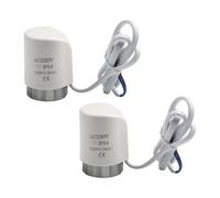 2 pcs AC230V M30x1.5 mm Electric Thermal Actuator for Floor Heating and Radiator Valve Systems, 110N Thrust, 90 cm Cable, White