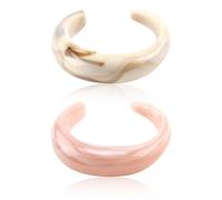 2 Pcs Acrylic Bangles,Vintage Multicolor Bangle,Chunky Irregular Large Square Bracelets,Adjustable Punk Resin Bangle Bracelet Set,Geometric Y2K Statement Bracelets for Women,Fashion Jewelry Gift