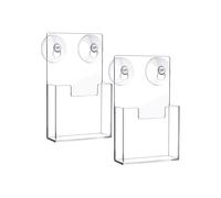 2 Pcs Acrylic Brochure Holder with Suction Cups Wall Mount Window Clear Pamphlet Organizer Flyer Display Rack