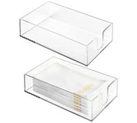 2 PCS Acrylic Napkin Holders, 8.7 x 5.1 x 2.4 Inches Clear Napkin Tray, Guest Napkin Organizer for Table, Bathroom Acrylic Paper Towel Holder, Transparent Napkin Holder for Kitchen and Dining Room