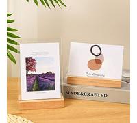 2 PCS Acrylic Photo Frame Picture Frames 4x6 Walnut Wooden Picture Frame Double Side Acrylic Glass Cover for Table Top or Desktop Display