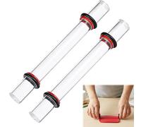 2 Pcs Acrylic Polymer Clay Roller with 4 Thickness Rings, Transparent Polymer Clay Tools Kit, Clays Rolling Rods for Air Dry Clay/Soft Clay/Stone-Clay, DIY Craft Shaping & Clays Remolding Tools Kit