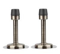 2 PCs Adhesive Mounted Door Stop, Antique Brass Door Stop with Rubber Bumper Screws for Protect Furniture & Walls from Slamming Doors, Screw Fixing or No Screw, Stick on Wall or Skirtings