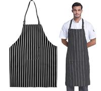 2 Pcs Adjustable Aprons, Chef Aprons with Pocket for Men Women, Black & White Striped Kitchen Aprons, Cooking Apron Adjustable Chef Bib Aprons for Home Kitchen Restaurant Bistro BBQ Painting,Housework