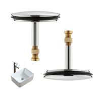 2 PCS Adjustable Bath Plug with Screw Heavy Duty Brass Chrome Bathtub Plug 43mm Cover Pop-Up Bathtub Chock Plug 8mm Pole Bath Tub Plug for UK Standard Bathtub (Sliver)