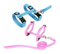 2 Pcs Adjustable Bunny Rabbit Harness with Leash Cat Puppy Walking Harness Leash Pet Harness Leash for Pigs Hamster Small Animals Pink and Light Blue