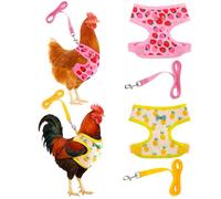 2 Pcs Adjustable Chicken Harness and Leash Set, Comfortable Chicken Vest Elastic Hen Vest with Strawberry Pineapple Print for Small Pets Duck Goose Hen Training Walking Supplies