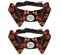 2 Pcs Adjustable Dog Cat Bow Tie, Autumn Crow Leaves, Comfortable Durable Pets Bowtie Collar with Bell for Small Dogs Cats Kitten Puppy