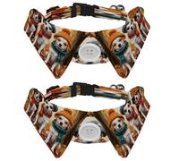 2 Pcs Adjustable Dog Cat Bow Tie, Autumn Dogs Fall Leaves, Comfortable Durable Pets Bowtie Collar with Bell for Small Dogs Cats Kitten Puppy