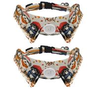 2 Pcs Adjustable Dog Cat Bow Tie, Autumn Dogs Fall Leaves, Comfortable Durable Pets Bowtie Collar with Bell for Small Dogs Cats Kitten Puppy