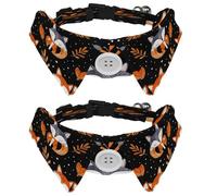 2 Pcs Adjustable Dog Cat Bow Tie, Autumn Fox Leaves, Comfortable Durable Pets Bowtie Collar with Bell for Small Dogs Cats Kitten Puppy