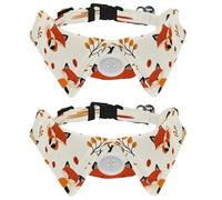 2 Pcs Adjustable Dog Cat Bow Tie, Autumn Fox Leaves, Comfortable Durable Pets Bowtie Collar with Bell for Small Dogs Cats Kitten Puppy