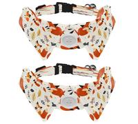 2 Pcs Adjustable Dog Cat Bow Tie, Autumn Foxes Leaves, Comfortable Durable Pets Bowtie Collar with Bell for Small Dogs Cats Kitten Puppy