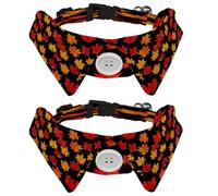 2 Pcs Adjustable Dog Cat Bow Tie, Autumn Leaves, Comfortable Durable Pets Bowtie Collar with Bell for Small Dogs Cats Kitten Puppy