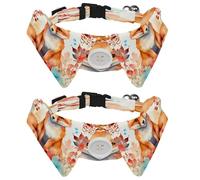2 Pcs Adjustable Dog Cat Bow Tie, Autumn Leaves Fox, Comfortable Durable Pets Bowtie Collar with Bell for Small Dogs Cats Kitten Puppy