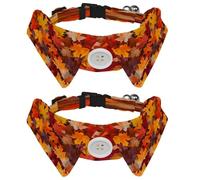 2 Pcs Adjustable Dog Cat Bow Tie, Autumn Maple Leaves, Comfortable Durable Pets Bowtie Collar with Bell for Small Dogs Cats Kitten Puppy