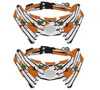 2 Pcs Adjustable Dog Cat Bow Tie, Autumn Pumpkins Leaves, Comfortable Durable Pets Bowtie Collar with Bell for Small Dogs Cats Kitten Puppy