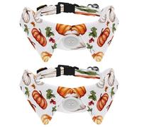 2 Pcs Adjustable Dog Cat Bow Tie, Autumn Pumpkins Leaves, Comfortable Durable Pets Bowtie Collar with Bell for Small Dogs Cats Kitten Puppy