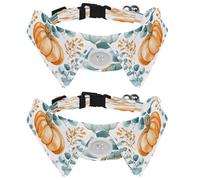 2 Pcs Adjustable Dog Cat Bow Tie, Autumn Pumpkins Leaves, Comfortable Durable Pets Bowtie Collar with Bell for Small Dogs Cats Kitten Puppy
