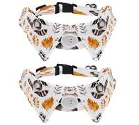 2 Pcs Adjustable Dog Cat Bow Tie, Autumn Raccoon Leaves, Comfortable Durable Pets Bowtie Collar with Bell for Small Dogs Cats Kitten Puppy