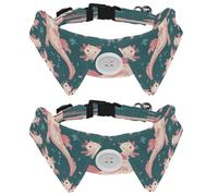 2 Pcs Adjustable Dog Cat Bow Tie, Axolotl Pattern, Comfortable Durable Pets Bowtie Collar with Bell for Small Dogs Cats Kitten Puppy