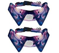 2 Pcs Adjustable Dog Cat Bow Tie, Axolotl Starry, Comfortable Durable Pets Bowtie Collar with Bell for Small Dogs Cats Kitten Puppy
