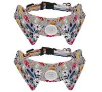 2 Pcs Adjustable Dog Cat Bow Tie, Butterflies Mushroom, Comfortable Durable Pets Bowtie Collar with Bell for Small Dogs Cats Kitten Puppy